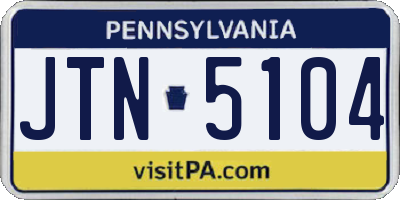 PA license plate JTN5104