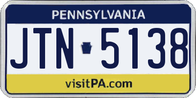 PA license plate JTN5138