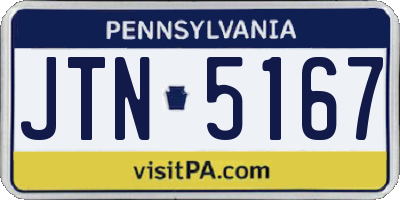 PA license plate JTN5167