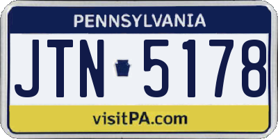 PA license plate JTN5178