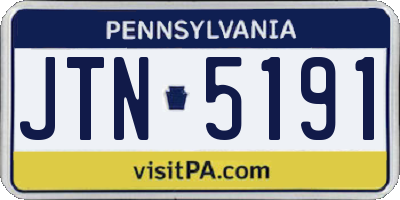 PA license plate JTN5191