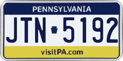 PA license plate JTN5192