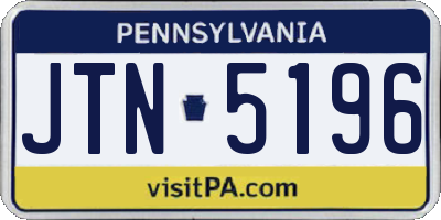 PA license plate JTN5196