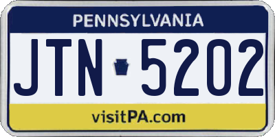 PA license plate JTN5202