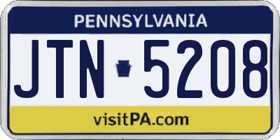 PA license plate JTN5208