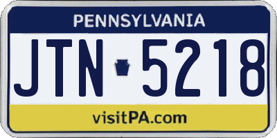 PA license plate JTN5218