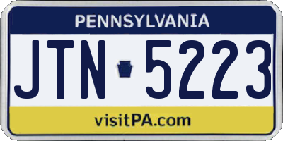 PA license plate JTN5223