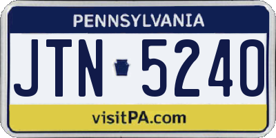 PA license plate JTN5240