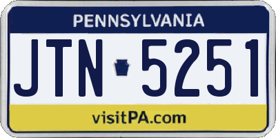 PA license plate JTN5251