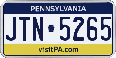 PA license plate JTN5265