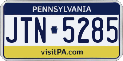 PA license plate JTN5285
