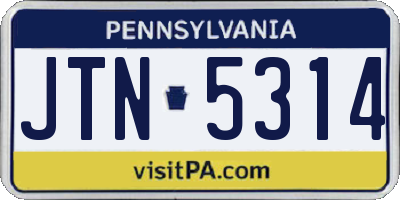 PA license plate JTN5314