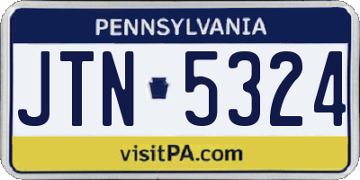 PA license plate JTN5324