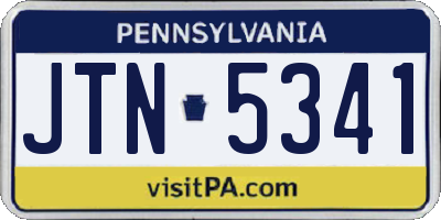 PA license plate JTN5341