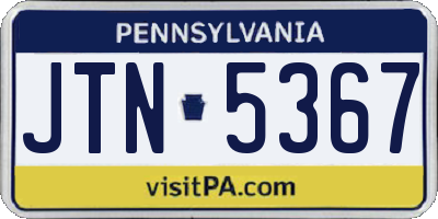 PA license plate JTN5367