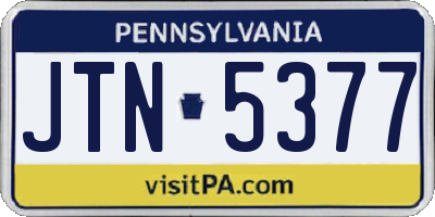 PA license plate JTN5377