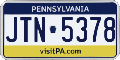 PA license plate JTN5378