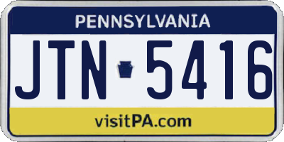 PA license plate JTN5416