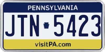 PA license plate JTN5423