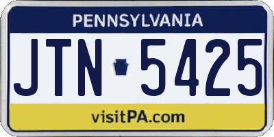 PA license plate JTN5425
