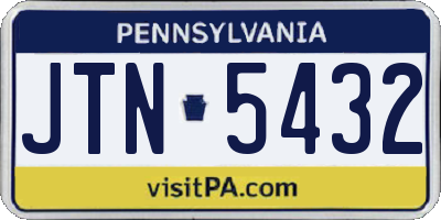 PA license plate JTN5432
