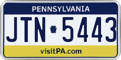 PA license plate JTN5443