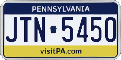 PA license plate JTN5450