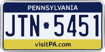 PA license plate JTN5451