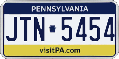 PA license plate JTN5454