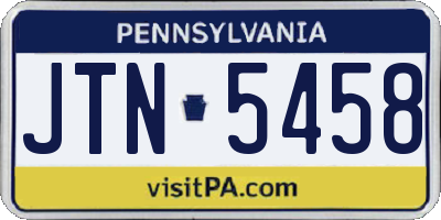 PA license plate JTN5458