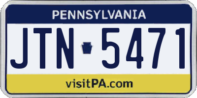 PA license plate JTN5471