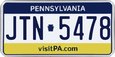 PA license plate JTN5478