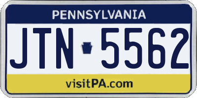 PA license plate JTN5562