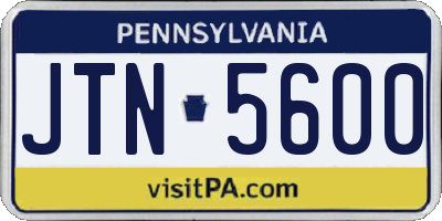 PA license plate JTN5600