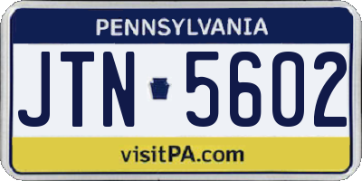 PA license plate JTN5602