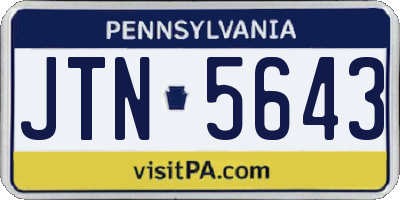 PA license plate JTN5643