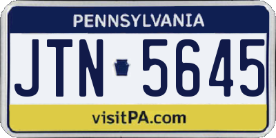 PA license plate JTN5645