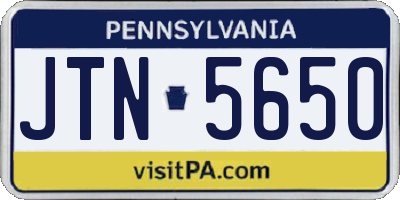 PA license plate JTN5650