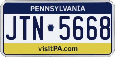 PA license plate JTN5668