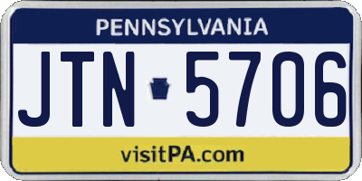 PA license plate JTN5706