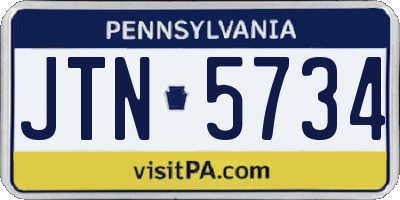 PA license plate JTN5734
