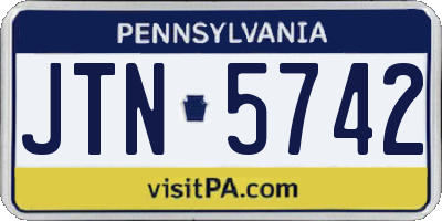 PA license plate JTN5742