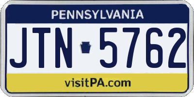 PA license plate JTN5762
