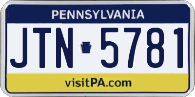 PA license plate JTN5781