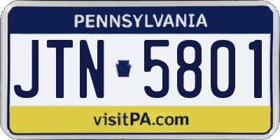 PA license plate JTN5801