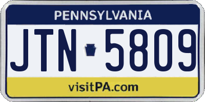 PA license plate JTN5809