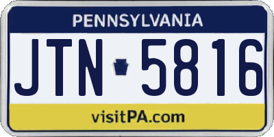 PA license plate JTN5816
