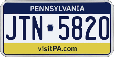PA license plate JTN5820