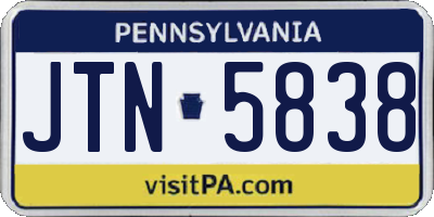 PA license plate JTN5838