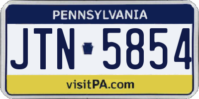 PA license plate JTN5854